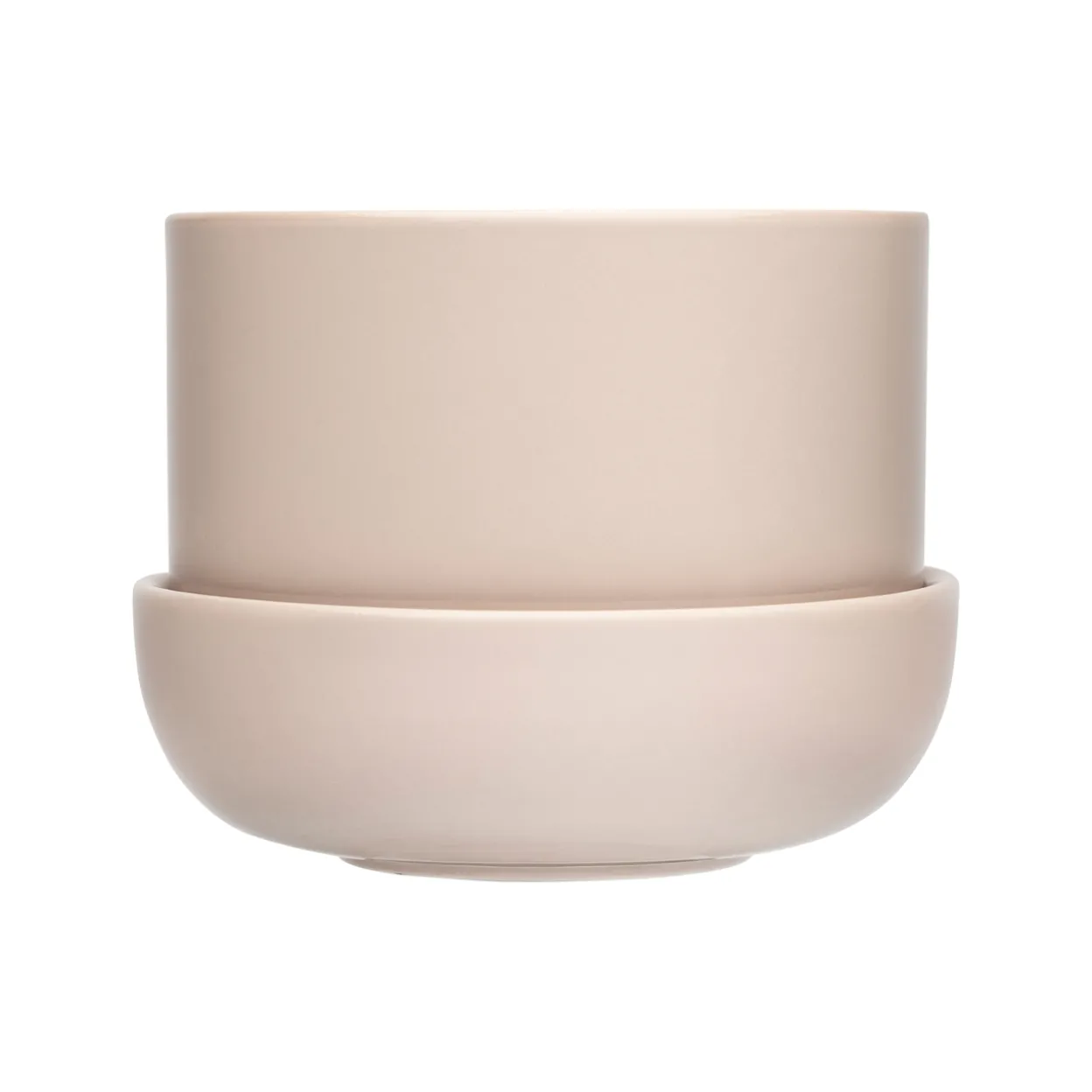 Kruka med fat beige S