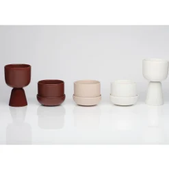 Kruka med fat beige S
